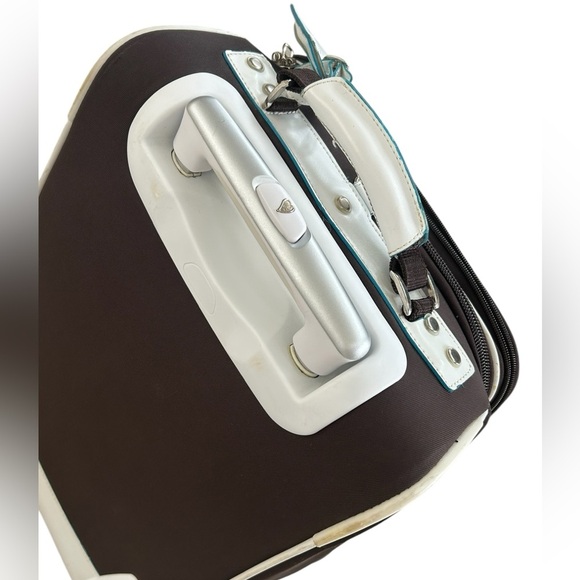 Diane Von Furstenberg brown + white trim rolling travel luggage suitcase 22x13" - Picture 5 of 12